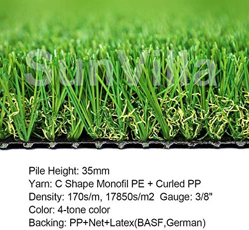 SunVilla Grass 1'X29' Artificial Grass Realistic [Custom Size] Grass Height 1 3/8" Indoor/Outdoor' Artificial Grass/Turf Many Sizes 1FTX29FT (29 Square FT) - color: 1ft, size: 1FT X 29FT (29 Square FT)