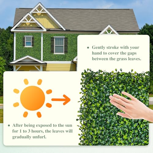 ODTORY Artificial Boxwood Roll Panels, 48"x120" (40 sq.ft) UV-Resistant Faux Ivy Privacy Fence Screen, Decorative Grass Wall Covering for Indoor & Outdoor Garden, Backyard, Balcony, Home Decor - size: 48 X 120 IN
