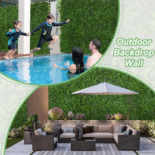 Luyue 6pcs Artificial Grass Wall Panels Greenery Backdrop 20”×20” Green Ivy Hedge Panel Greenery Grass Wall Decor Privacy Screen Wall Backdrop - color: 20"×20" - C