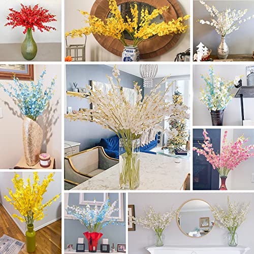 BOMAROLAN Artificial Orchid Silk Fake Flowers Faux Dancing Lady Orchids Stems Flower 10 Pcs Real Touch for Wedding Home Office Party Hotel Yard Decoration Restaurant Patio Festive Furnishing(Blue) - color: Blue
