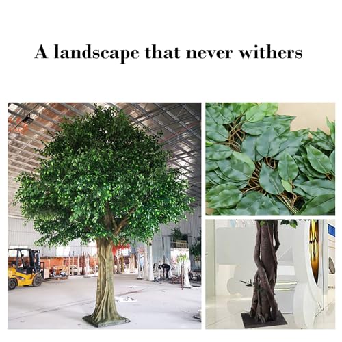 Large Artificial Ficus Tree - Realistic Fake Tree with Silk Leaves and Natural Wood Trunk - Indoor Home Office Decor - 1.5mx1.2m - size: 2.5*2.5m/98*98in