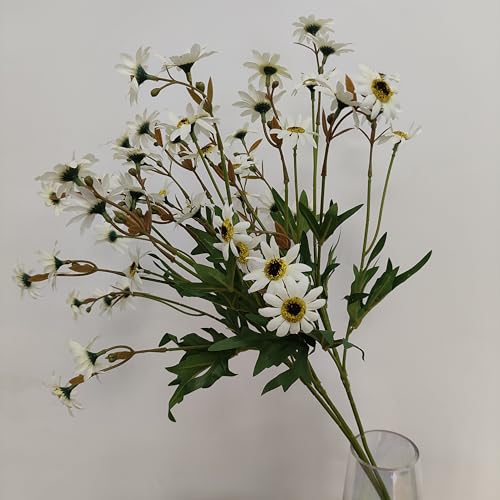 ATFL 23'' White Daisy Artificial Flowers,Artificial White Daisies,6 Bouquets Fake Daisies Flowers,Faux Daisies for Home Table Centerpieces Arrangement Decoration (6, White) - color: White