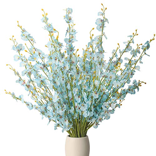 BOMAROLAN Artificial Orchid Silk Fake Flowers Faux Dancing Lady Orchids Stems Flower 10 Pcs Real Touch for Wedding Home Office Party Hotel Yard Decoration Restaurant Patio Festive Furnishing(Blue) - color: Blue