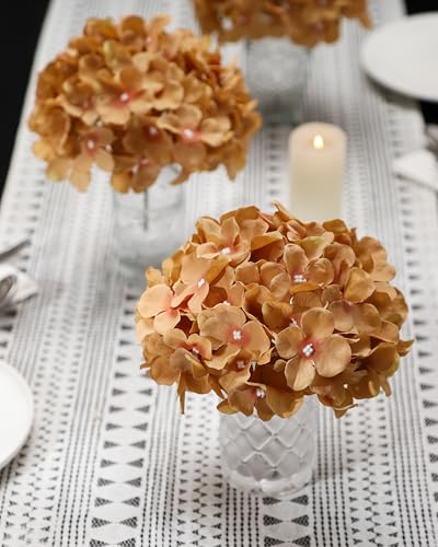 DuHouse Hydrangea Silk Flowers Artificial Hydrangea Heads with Stem Fake Flowers for Wedding Home Garden Centerpiece Pack of 6 (Coffee) - color: Coffee