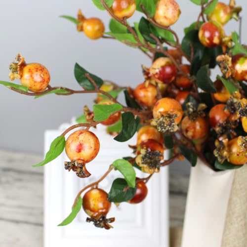 COHEALI Simulation Pomegranate Flower 5Pcs Artificial Rosehip Berries Floral Christmas Floral Picks Sprays Floral Arrangement