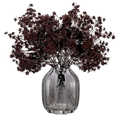JAKY-Global Silk Babys Breath Artificial Flowers Bulk Blackish Red 6pcs Faux Fall Flowers for Vase Home Kitchen Indoor Bouquet Floral Arrangement Table Centerpieces Farmhouse Decor - color: Blackish Red, size: 12 Bundles