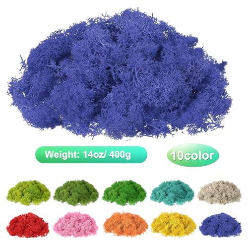 uxcell Preserved Reindeer Moss, 14oz Fake Moss for Crafts Artificial Dried Moss for Decoration Terrariums Potted Plants, Purple/Light Pink/Blue/White - color: Purple/Light Pink/Blue/White, size: 14oz