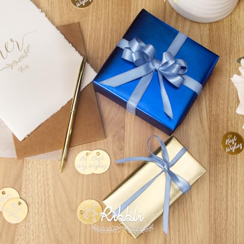 Ribbli Dusty Blue Satin Ribbon,Double Faced Satin 1/4 inch x Continuous 25 Yards,Use for Bows Bouquet,Gift Wrapping,Wedding Decoration,Floral Arrangement - color: Blue Dusty, size: 1/4 inch