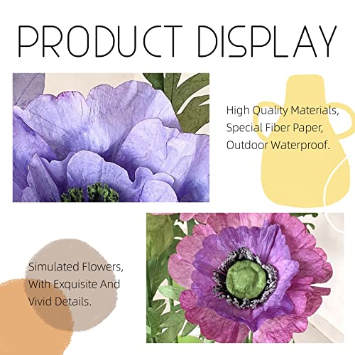 Large Artificial Flowers for Decoration, 9 Pcs/Set Giant Paper Flowers for Wedding Birthday Mother's Day Purple Party Banquet Backdrop Decor Photography Props, Shop Window Display - size: 9 Pcs/Set - Fiber Cloth