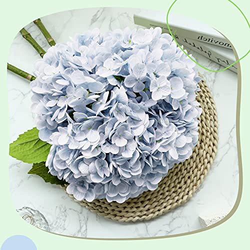 Yatim 21In Blue Artificial Hydrangea Flowers 5 Pcs Real Touch 3D Print Latex Flowers for Wedding Centerpieces Bouquets DIY Floral Decor Home Decoration with Stems - color: Blue
