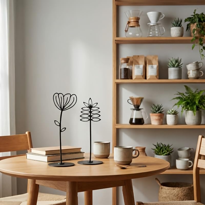 4 Pack Minimalist Floral Decorative Pieces with Stands—Perfect for Entryway and Desk Arrangements, Table Decor, and Creating a Cozy Atmosphere in Your Home
