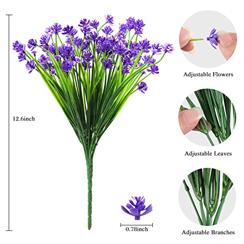 AmyHomie 20 Bundles Artificial Flowers for Outdoor Outside Spring Summer Decoration UV Resistant Faux Flowers No Fade Fake Plastic Plants Garden Porch Window Box Decorating - color: Dark Purple, size: 20