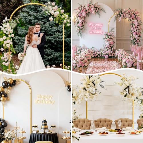 6FT Metal Wedding Arch Backdrop Stand,Stable Wedding Arch Frame for Wedding Ceremony Birthday Party Baby Shower Graduation Anniversary Floral Decoration,Gold - size: 6x2.6FT Gold