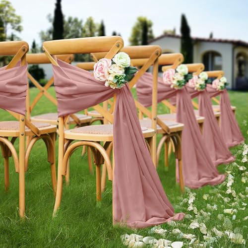 VACVELT Wedding Arch Draping Fabric Dusty Rose Chiffon, 1 Panel Sheer Drapes 30 Inch x 20ft Chiffon Backdrop Curtain Decor, Outdoor Sheer Drapery for Ceremony Party Ceiling - color: Dusty Rose, size: 1 Panel