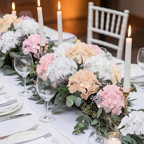 Suncalla 60 Pcs Artificial Hydrangea Flowers Bulk Silk Hydrangea Full Flowers Heads with Stems for Wedding, Home Table Centerpieces, Garden, Baby Shower, Party Decoration(Pink) - color: Pink
