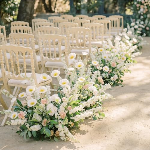 10 Pcs White Artificial Poppy Flowers with 40 Heads Lifelike Silk Fake Poppies for Vase Faux Poppies Flowers for Spring Wedding Home Table Centerpiece Baby Shower Veterans Day Decor (White) - color: White