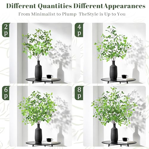 Uieke 8Pcs 37" Faux Eucalyptus Stems, Artificial Plants Indoor Lifelike Silk Plastic Plants for Spring Decoration, Faux Greenery Stems for Wedding Kitchen Home Decor - color: Green, size: 8