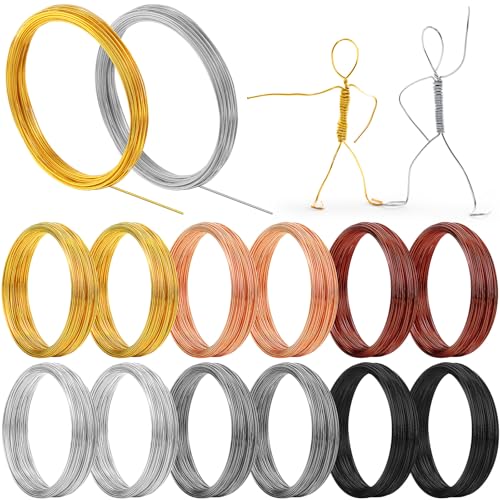 Ferraycle 25 Rolls 410 Feet Colored Aluminum Craft Wires, 6 Colors 20 Gauge/ 0.8 mm Flexible Metal Artistic Floral Beading Wire for Jewelry DIY Craft Wreath Making - color: 6 Colors, size: 410 Feet
