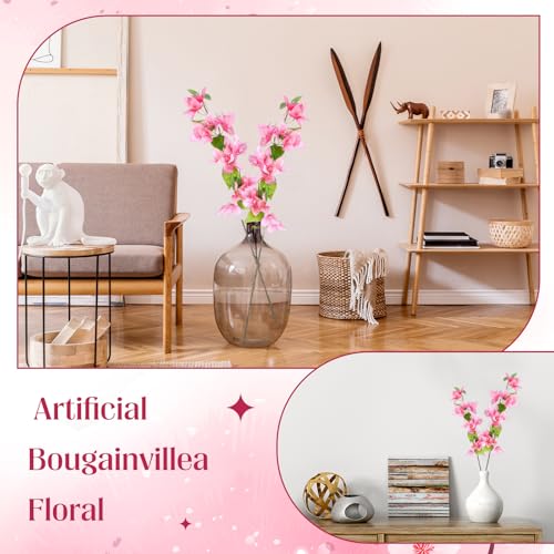 30 Pcs Artificial Faux Bougainvillea Fake Flower Silk Bougainvillea Branches UV Resistant Outdoor Indoor Decoration for Wedding Home Centerpieces Outside Decor (Pink) - color: Pink