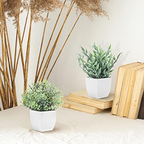 Der Rose 2 Pack Small Fake Plants Artificial Greenery Eucalyptus Plants in Pots for Bedroom Living Room Decor - color: Grey