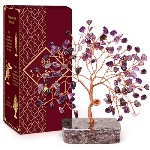 Amethyst Crystal Tree of Life Birthday Gifts for Women, Men, Friends, Handmade Chakra Healing Crystals Tree for Home Office Decor, Positivity, Good Luck, Money, Unique Gifts for Her Sister, Mom, Dad - color: Orgone Square Base Amethyst Crystal Tree