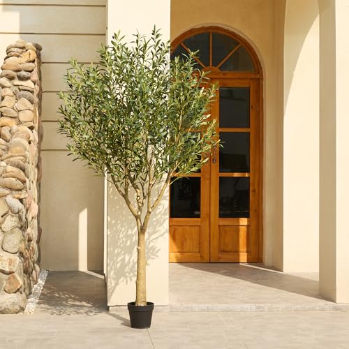 VeriNatural Artificial Olive Tree 7FT - Large Fake Olive Trees Indoor with 3066 Silk Leaves, Outdoor Potted Faux Plant with UV Resistant for Living Room,Office,Patio, Home Decor,VN157 - size: 7ft
