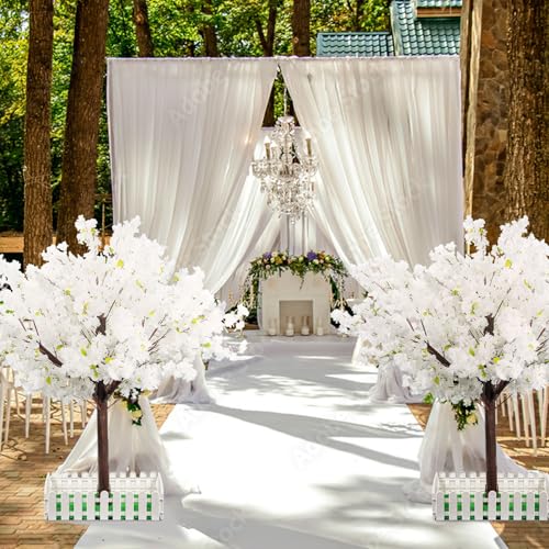 Artificial Cherry Blossom Tree - Handmade White Fake Cherry Blossom Tree Centerpieces for Wedding Party Christmas Garden Indoor & Outdoor - color: White, size: 7 FT