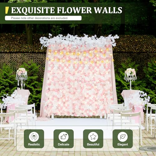 Artificial Flower Wall Panel,12Pcs 3D Silk Rose Floral Decorative Faux Flower Wall Background,Artificial Wall Flower Backdrop Rose Floral Panel for Party Wedding - color: 12pcs Rose