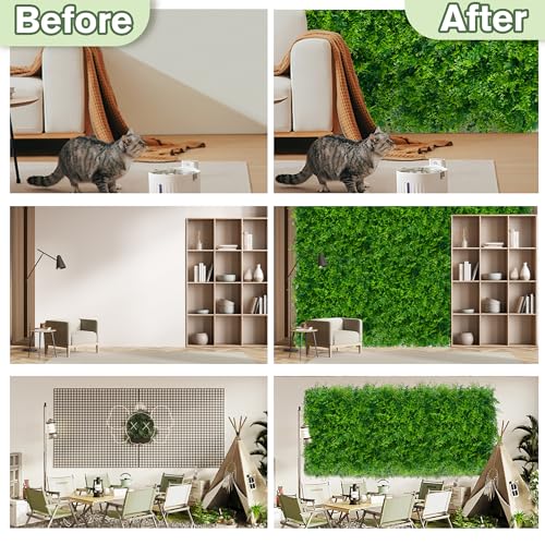 Greenery Faux Grass Wall Backdrop: 80"x120" (67 SQFT) UV-Anti Artificial Green Boxwood Panel for Patio Balcony Privacy & Ivy Fence Covering Privacy, Garden, Backyard Wall Backdrop Decor - color: 3D Style 1, size: 80"x120"