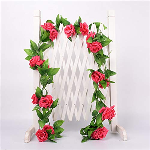 canjoyn 2 Pack 4.2 Feet/Piece Artificial Flower Vine Rattan Hanging Silk Rose Garland for Wedding Venue Backdrops Flower Walls Photo Background Bridal Showers, Baby Showers, and Event Decor (Rose) - color: Rose