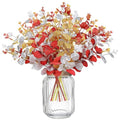 Yen Jean 10PCS Christmas Decorations Artificial Flowers for Home - Xmas Fake Eucalyptus Stems Winter Decor Indoor - style: christmas