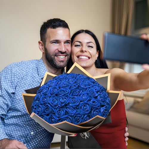 Waipfaru 50 Pcs Blue Roses, Fake Roses Artificial Velet Flowers for Valentines Mothers Day Wedding Centerpieces Decor (Royal Blue) - color: Royal Blue, size: 50 Pcs