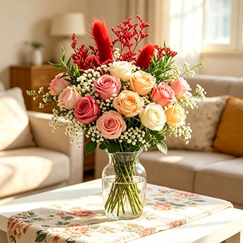 Preserved Flowers for Delivery,Red Rose Bouquet Gift for Women and Mom,Preserved Flowers Bouquet,Birthday Flowers Gifts for Her Grandma Wife Friends,Roses Gift Valentine’s Day Mothers Day Anniversary - color: Red-bouquet