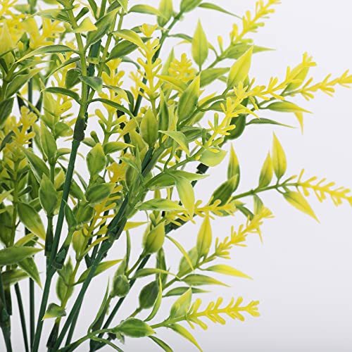 RECUTMS 12 Bundles Artificial Flowers Outdoor UV Resistant Outdoors Fake Plants Faux Plastic Flower in Bulk for Hanging Planters Outside Porch Vase Home Window Decoration,Spring Decorations(Yellow) - color: Yellow, size: 12 Bundles