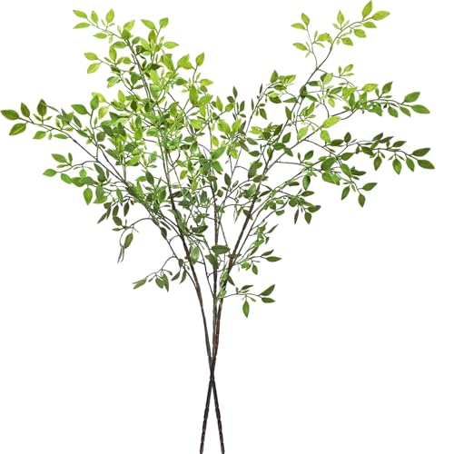 43.3 Inch Green Nandian Fake Plants 2 Pcs Greenery Stems for Vase Decor, Artificial Plants Faux Branches for Vase Filler Fake Leaves Office Home Decor - color: Green Nandina, size: 2 Pcs