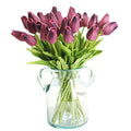 30 pcs Real-Touch Artificial Tulip Flowers Home Wedding Party Decor (Dark Purple) - color: Dark Purple