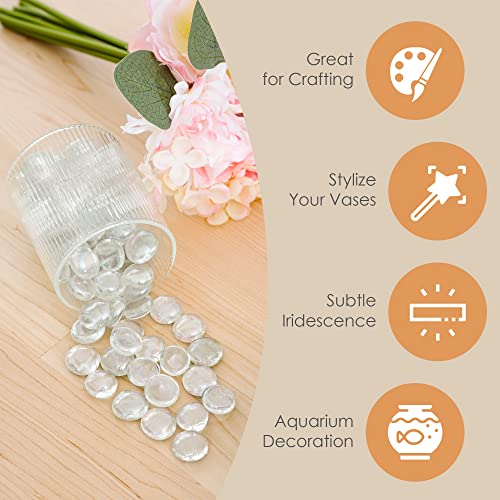 Houseables Glass Marbles, Glass Beads for Vases, Marbles for Vases, 5LB, 500-600, Clear Beads, Clear Gems, Fillers for Centerpieces, Decorative Rocks, Flat, Stones, Pebbles, Crafts, Plants, Fish Bowl - color: Clear, size: 5LBS