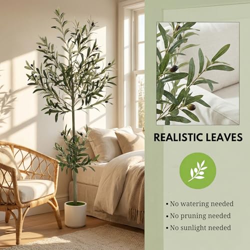 5ft Spherical Fake Olive Tree Artificial Indoor,Faux Olive Tree with Pot,Large Olive Branches and Lifelike Fruits,for Home Office House Living Room Decor. - color: 5ft