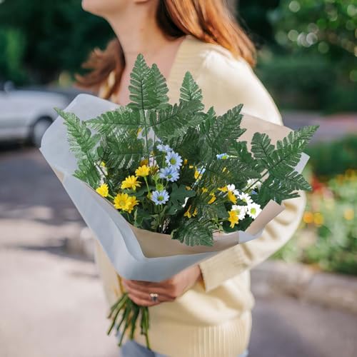 60 Pack Artificial Fern Leaves, 17 Inch Realistic Faux Fern Greenery Stems, Lifelike Fake Foliage for Wedding Arch, Home Decor, Vase Filler, Floral Arrangements, No Maintenance