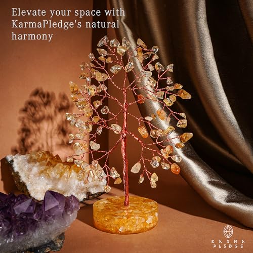Citrine Crystal Tree of Life Birthday Gifts for Women, Men, Friends, Handmade Chakra Healing Crystals Tree for Home Office Decor, Positivity, Good Luck, Money, Unique Gifts for Her Mom, Sister, Dad - color: Orgone Base Citrine Crystal Tree