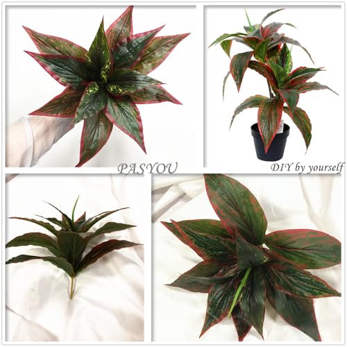 Artificial Agave Fake Plants, Faux Shrubs Grass Bushes Plant Plastic Flowers for Wedding Party Office Indoor Outdoor Room Yard Garden Greenery Leaves Decor Planter Filler DIY Decoration Red 4 Pack - color: Agave Grass/ Red / 4 Pack