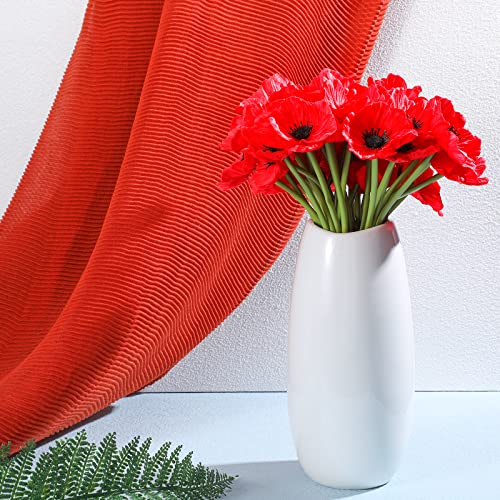 Censen 42 Pcs Red Artificial Poppy Flowers 11 Inch PU Realistic Flower Silk Anemone Stems Bulk for Wedding Bouquets Table Centerpiece Holiday Home Halloween Decor Arrangements - color: Red