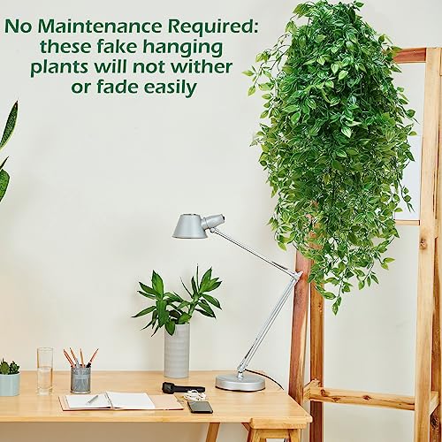 Hoteam 12 Pcs Artificial Hanging Plants 32 Inch Fake Ivy Vines with Fake Leaves Patio Artificial Plants Greenery for Living Room Indoor Outdoor Wall, No Basket (Vine) - color: Vine