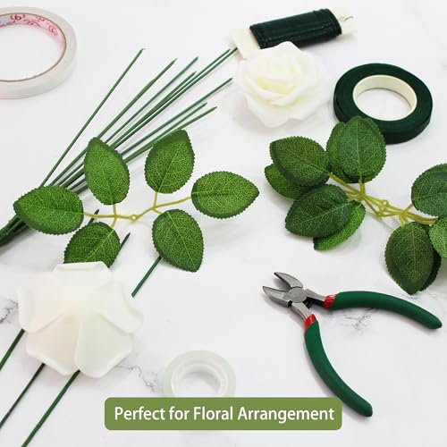 100 Pcs Artificial Flowers Green Leaf Bulk Faux Greenery Silk Fake Rose Leaves Bouquet Garland Wreath Floral Arrangement Supplie DIY Craft (6 Medium-Leaf Green) - color: 02. 6 Medium-leaf Green