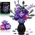 Purple Roses Flower Bouquet Building Sets, 834PCS Artificial Flowers Botanical Collection Compatible with Lego Flowers for Adults Gothic Decor, Valentines Day Gifts for Women Her Wife Girlfriend Mom