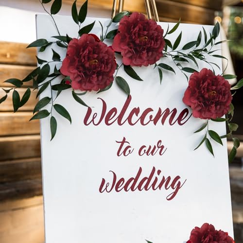 20 Pcs Artificial Flower Peonies, 5" Silk Fake Peonies with 6" Stems No Leaf, Faux Peonies Flowers for Decoration Wedding Home Party Centerpiece Decor Floral Art (Wine Red) - color: Wine Red