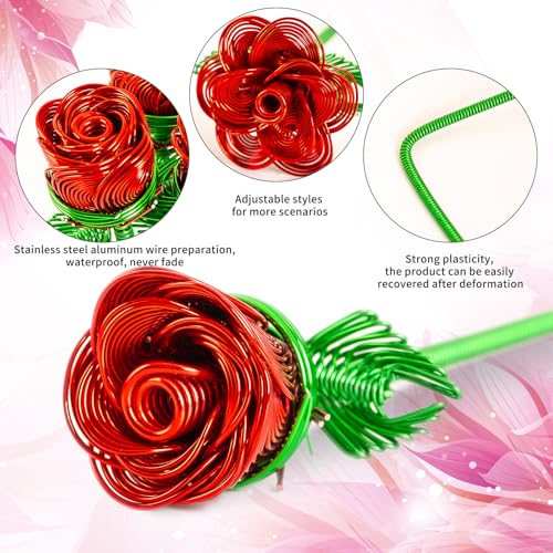 ZffXH Artificial Flowers Metal Bouquet Roses Flower,6Pcs Silver Black Fake Rose,Aluminum Armature Crafted Waterproof,Office Hotel Table Decor,Mother's Day Valentine’s Day Girl's Birthday Party - color: 6 Pcs Silver Black