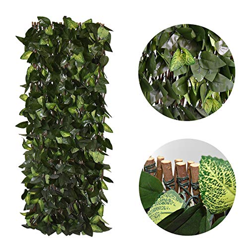 Expandable Faux Ivy Fence,Artificial Privacy Screen Decor for Outdoor Wall, Balcony and Patio, Single Sided Leaves (Green,2) - color: Green