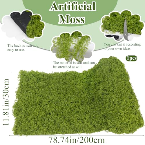 FAICOIA Artificial Moss Rug Table Runner Rolls Fake Moss Blanket for Decorating 12" x 79" Artificial Grass for Plants Indoor Light Green Faux Grass Mat for Planters Crafts Fairy 30 x 200cm - color: Light Green, 12 x 79 Inch/30x200cm