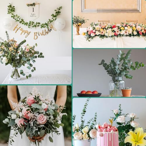 10 Pcs Dried Eucalyptus Stems for Shower, 17'' Natural Real Preserved Eucalyptus Leaves Branches Hanging, Fresh Eucalyptus Plant Bundle for Home SPA Bathroom Wedding Wall Vase Decor, Bath Essentials - size: 10PCS